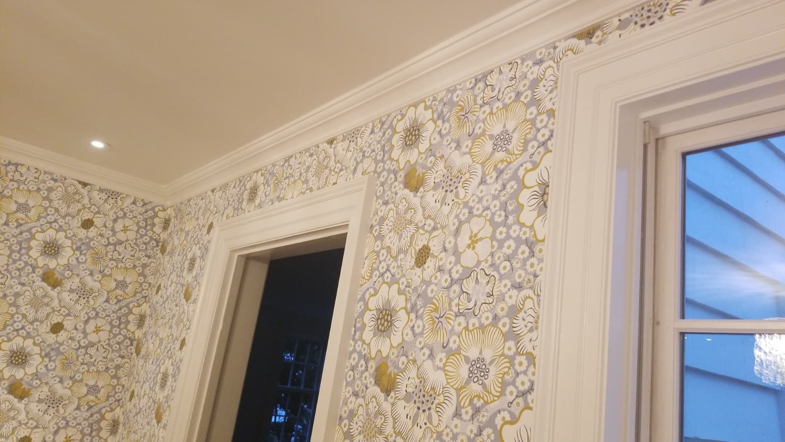 Living Room Wallpaper Installation