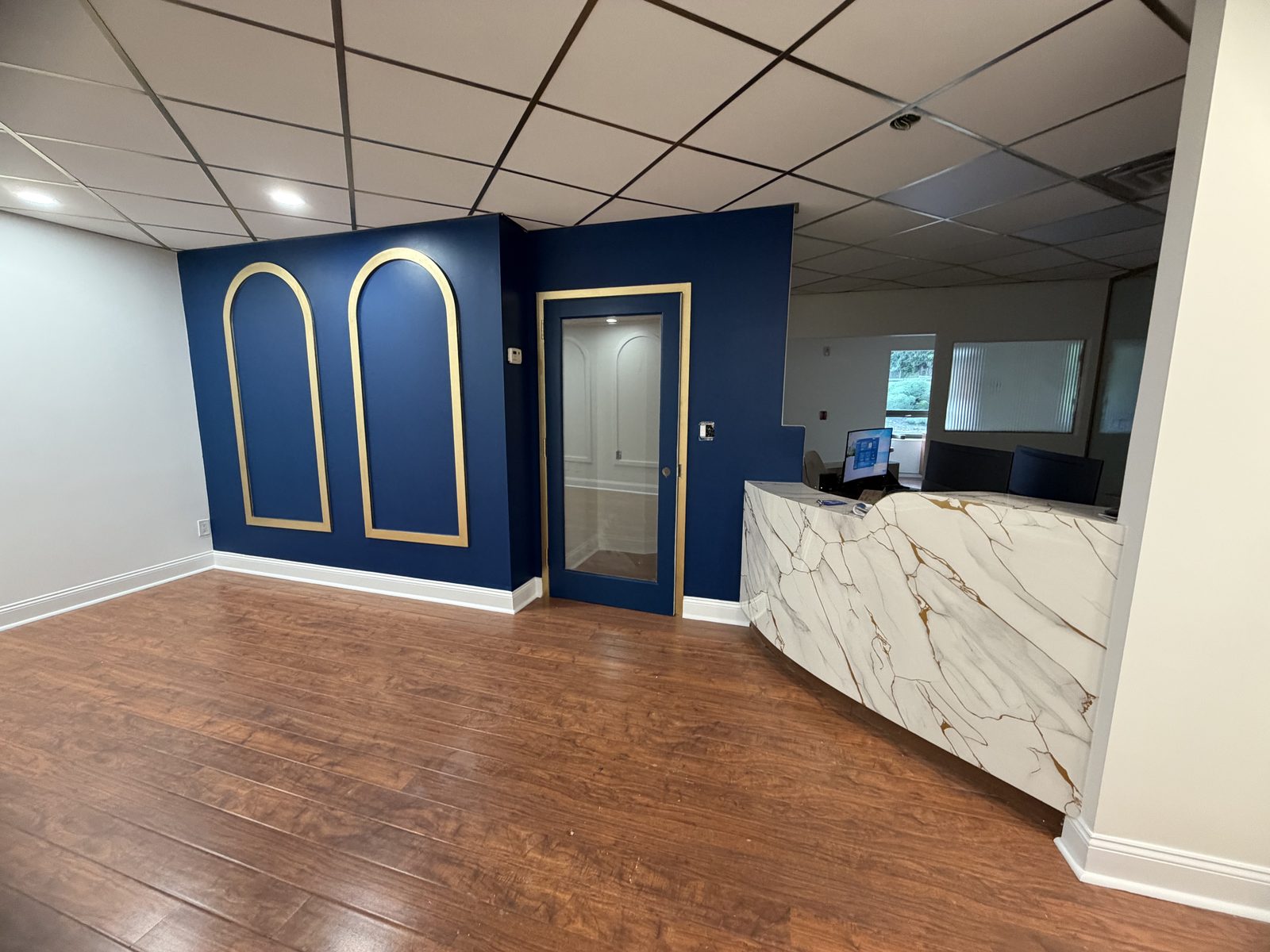 Renovated dental office reception in Scarsdale NY